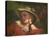 Woman with Flowers on Her Hat-Gustave Courbet-Stretched Canvas