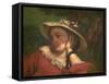 Woman with Flowers on Her Hat-Gustave Courbet-Framed Stretched Canvas