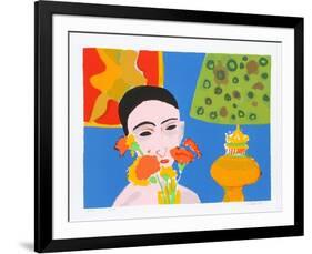 Woman with Flowers-John Grillo-Framed Limited Edition