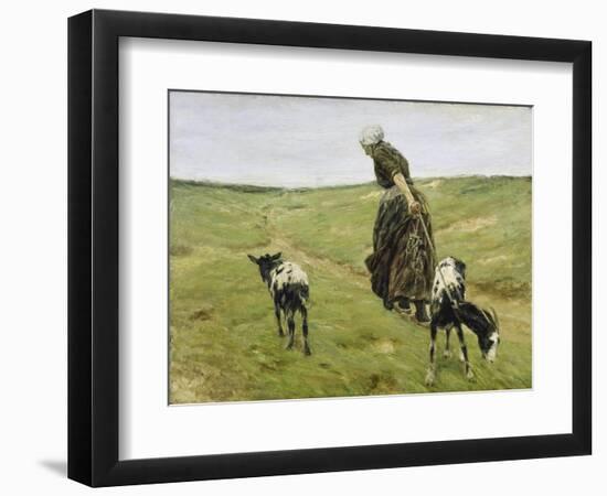 Woman with goats on the dunes. 1890-Max Liebermann-Framed Premium Giclee Print