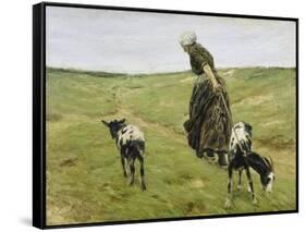 Woman with goats on the dunes. 1890-Max Liebermann-Framed Stretched Canvas