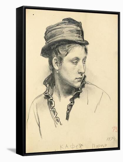 Woman with Hat, Head Turned to the Side, 1874-Ilya Efimovich Repin-Framed Stretched Canvas