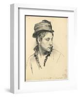 Woman with Hat, Head Turned to the Side, 1874-Ilya Efimovich Repin-Framed Giclee Print