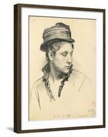 Woman with Hat, Head Turned to the Side, 1874-Ilya Efimovich Repin-Framed Giclee Print