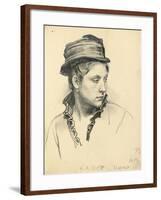 Woman with Hat, Head Turned to the Side, 1874-Ilya Efimovich Repin-Framed Giclee Print