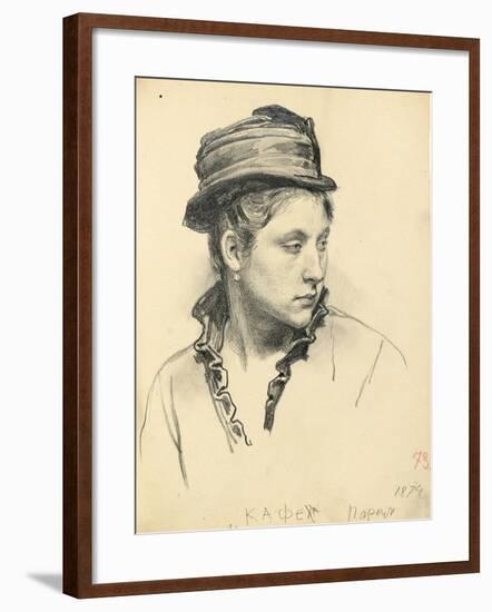 Woman with Hat, Head Turned to the Side, 1874-Ilya Efimovich Repin-Framed Giclee Print