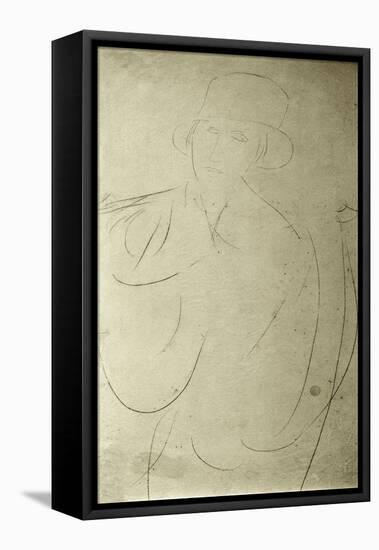 Woman With Hat or Portrait of a Woman-Amedeo Modigliani-Framed Stretched Canvas