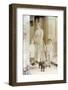 Woman with Her Two Children and a Scottish Terrier-null-Framed Photographic Print