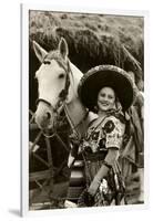 Woman with Horse, Mexican Charra-null-Framed Art Print