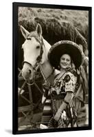 Woman with Horse, Mexican Charra-null-Framed Art Print