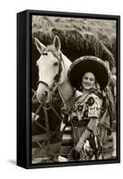 Woman with Horse, Mexican Charra-null-Framed Stretched Canvas