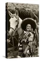 Woman with Horse, Mexican Charra-null-Stretched Canvas