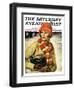"Woman with Ice Skates," Saturday Evening Post Cover, February 5, 1927-Edna Crompton-Framed Premium Giclee Print