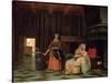 Woman with Infant, Serving Maid with Child-Pieter de Hooch-Stretched Canvas