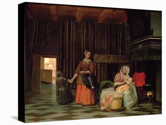 Woman with Infant, Serving Maid with Child-Pieter de Hooch-Stretched Canvas
