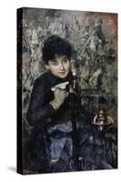 Woman with Inkwell, Ca 1875-Antonio Mancini-Stretched Canvas