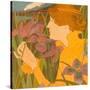 Woman with Iris (La femme aux iris). Dimensions: 50.5 cm x 37.9 cm, 38 cm x 33.1 cm.-Georges Alfred Bottini-Stretched Canvas
