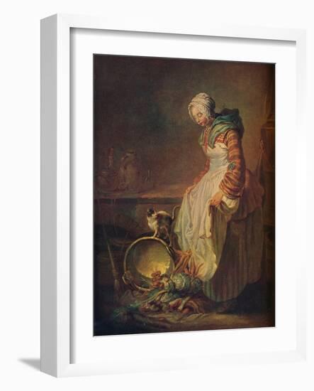 'Woman with Kitten', 18th century-Jean-Simeon Chardin-Framed Giclee Print