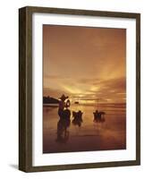 Woman with lamp and baskets on the beach, Phuket, Thailand-Luca Tettoni-Framed Photographic Print