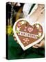 Woman with Lebkuchen Heart (Oktoberfest, Munich)-null-Stretched Canvas