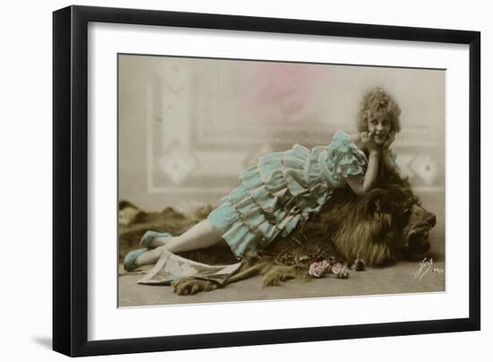Woman with Lion 1920s-null-Framed Photographic Print