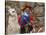 Woman with Llama, Boy, and Parrot, Sacsayhuaman Inca Ruins, Cusco, Peru-Dennis Kirkland-Stretched Canvas