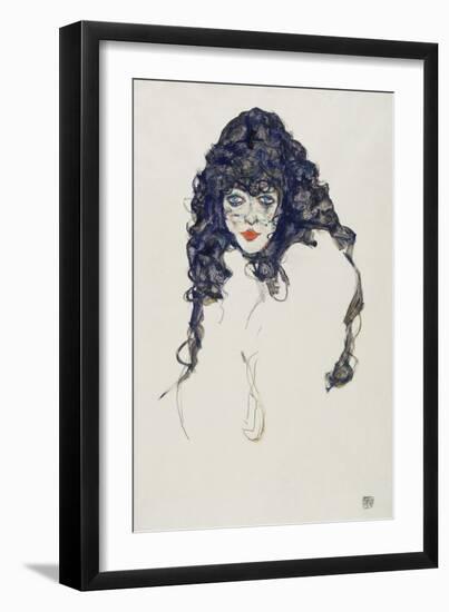 Woman with Long Hair, 1914-Egon Schiele-Framed Premium Giclee Print