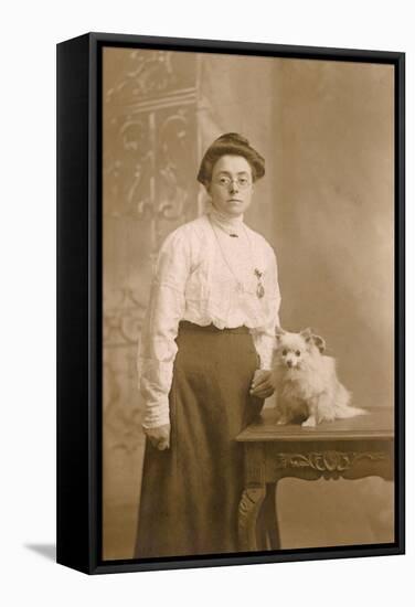 Woman with Long Hair Chihuahua-null-Framed Stretched Canvas