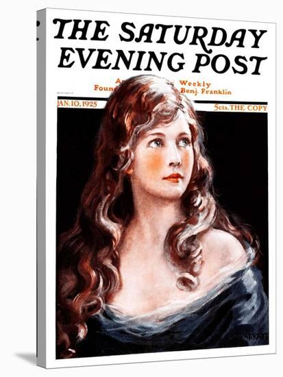 "Woman with Longs Curls," Saturday Evening Post Cover, January 10, 1925-Arthur Garratt-Stretched Canvas