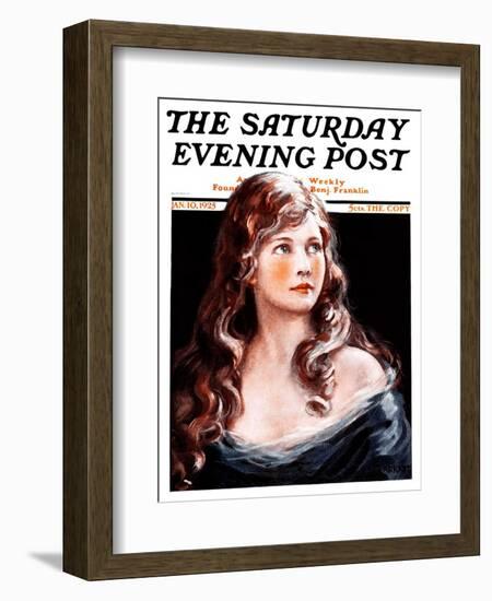 "Woman with Longs Curls," Saturday Evening Post Cover, January 10, 1925-Arthur Garratt-Framed Giclee Print