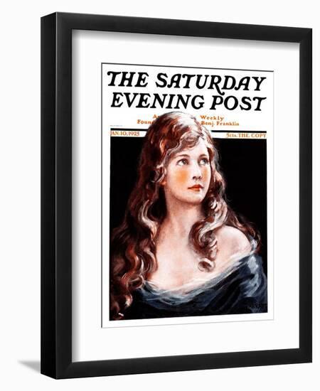 "Woman with Longs Curls," Saturday Evening Post Cover, January 10, 1925-Arthur Garratt-Framed Giclee Print