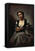 Woman with Mandolin-Jean-Baptiste-Camille Corot-Framed Stretched Canvas