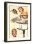 Woman with Modern Appliances-Found Image Press-Framed Giclee Print