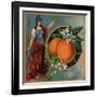 Woman with Oranges - Citrus Crate Label-Lantern Press-Framed Art Print