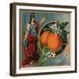 Woman with Oranges - Citrus Crate Label-Lantern Press-Framed Art Print