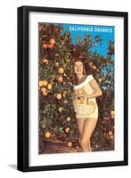 Woman with Oranges in Basket, California-null-Framed Art Print