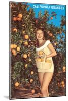 Woman with Oranges in Basket, California-null-Mounted Art Print