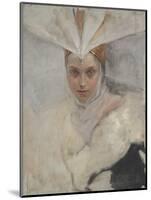 Woman with Osprey Headdress and White Fur Collar, 1897-Edwin Austin Abbey-Mounted Giclee Print