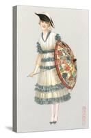 Woman with Parasol, Fashion Illustration-null-Stretched Canvas