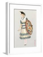 Woman with Parasol, Fashion Illustration-null-Framed Art Print