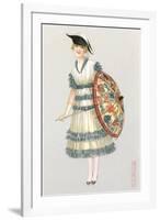 Woman with Parasol, Fashion Illustration-null-Framed Art Print