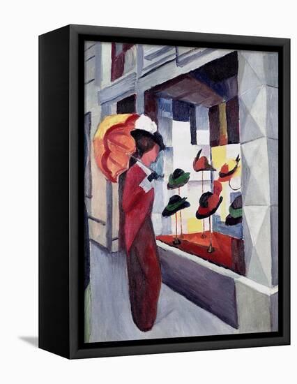 Woman with Parasol in Front of a Hat Shop, 1914-Auguste Macke-Framed Stretched Canvas