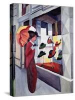 Woman with Parasol in Front of a Hat Shop, 1914-Auguste Macke-Stretched Canvas