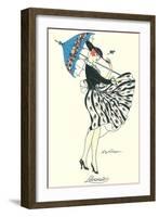 Woman with Parasol Tipping Hat-null-Framed Art Print