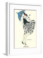 Woman with Parasol Tipping Hat-null-Framed Art Print