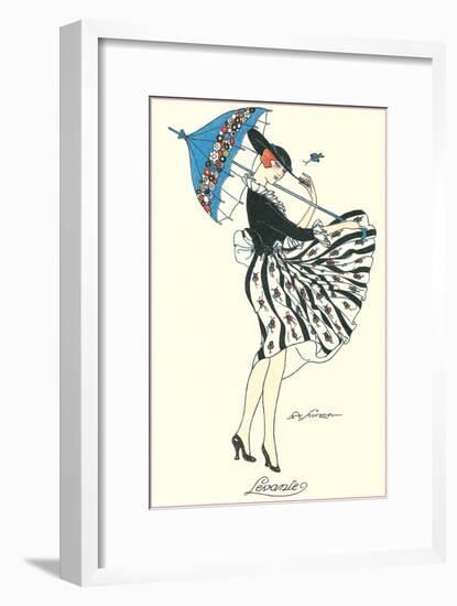 Woman with Parasol Tipping Hat-null-Framed Art Print