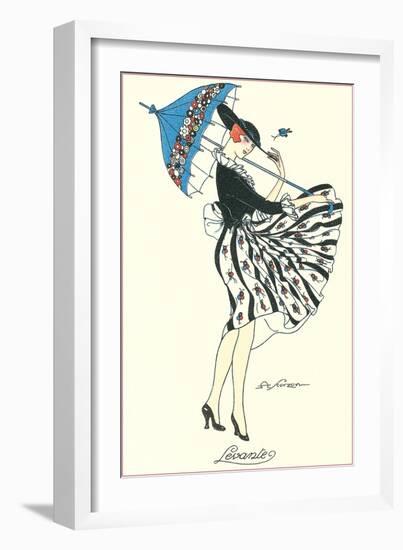 Woman with Parasol Tipping Hat-null-Framed Art Print