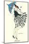 Woman with Parasol Tipping Hat-null-Mounted Art Print