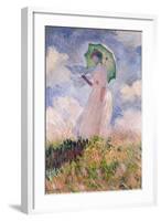 Woman with Parasol Turned to the Left, 1886-Claude Monet-Framed Giclee Print