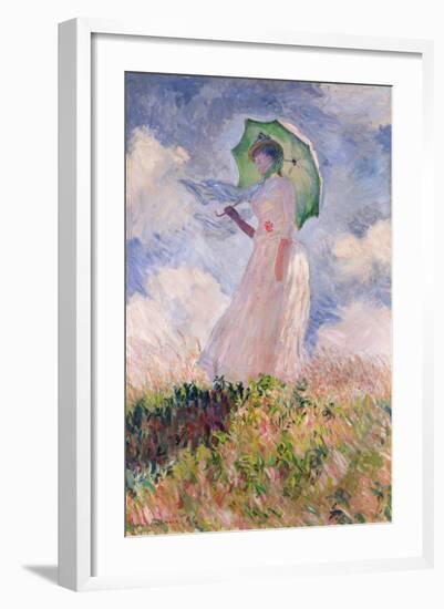 Woman with Parasol Turned to the Left, 1886-Claude Monet-Framed Giclee Print